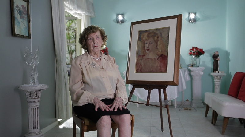 A Polaca e a tela pintada em 1935: quadro original foi destruído e um novo feito de memória. Ela trajava vermelho quando modelo e pintor se conheceram | Reprodução