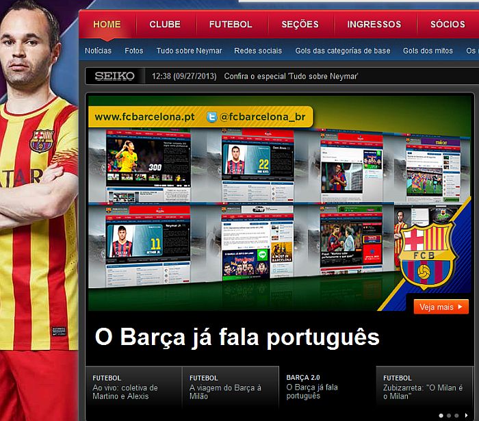 Site oficial do Barcelona agora também tem a versão em português | Reprodução