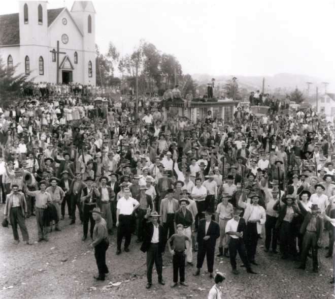 As notícias se espalharam rapidamente. Em Francisco Beltrão, o médico Walter Pecoits leu um manifesto na rádio convocando os colonos a tomarem a cidade |