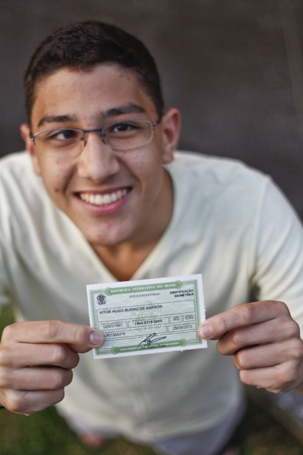 O estudante Vitor Hugo Bueno de Barros, de 16 anos: Eu tirei o título porque quero votar e fazer alguma diferença