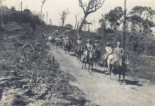 Comboio da coluna do Norte do poder militar em Canoinhas, em março de 1915 | Créd. Acervo Museu Paranaense