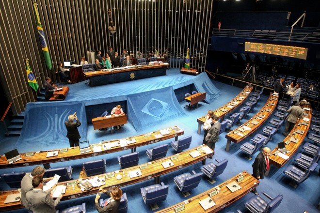 Plenário do Senado: com críticas às recentes mudanças de partido, parlamentares aprovaram proposta para inibir novas siglas | Pedro Ladeira/Folhapress