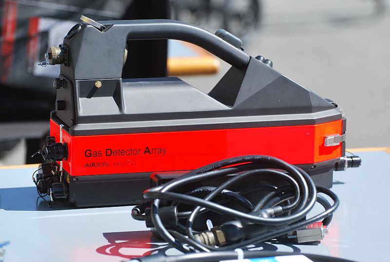 O detector de agentes químicos, um dos equipamentos apresentados, é capaz de notificar gases nocivos, usados em guerras civis | Divulgação/Polícia Militar