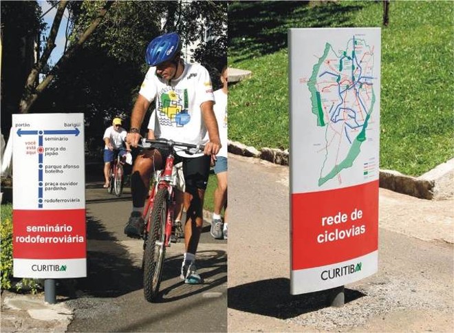 Design da placa das ciclovias é de autoria de Coelho |