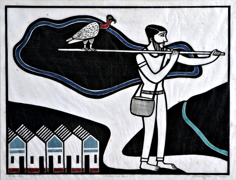 Xilogravura O Urubu de Pedro, de 1963: linhas fortes | Reprodução