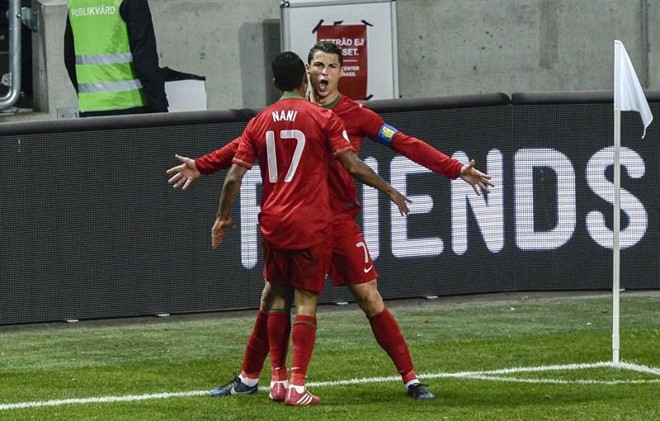 Cristiano Ronaldo marcou três vezes contra a Suécia | EFE