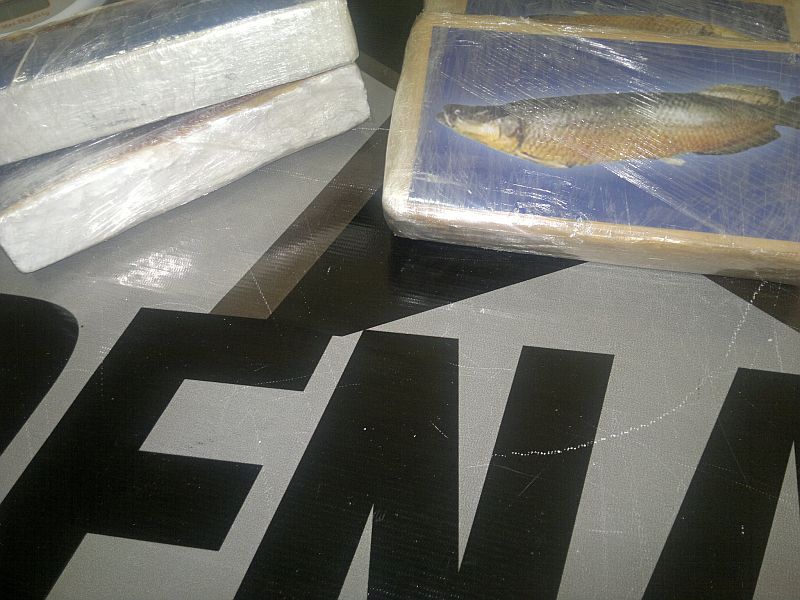 Droga era "camuflada" com uma fotografia de peixe sobre a embalagem | Rafael Neves/Gazeta do Povo