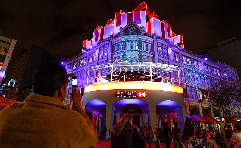 Palco montado para as apresentações do Coral de Natal do Palácio Avenida em 2012. Este ano, o palco será rebaixado, segundo a organização do vento | Daniel Castellano/Gazeta do Povo