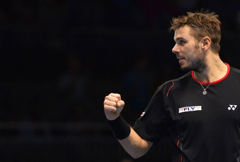 Stanislas Wawrinka comemora ponto durante vitória sobre Tomas Berdych em Londres | Toby Melville / Reuters
