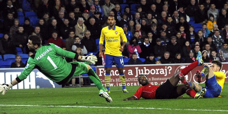 Ramsey marcou dois gols na vitória do Arsenal contra o Cardiff | Reuters