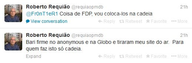 Primeira mensagem com menção à retirada do ar do site foi postada pelo senador por volta das 23 horas desta sexta-feira (1º) | 