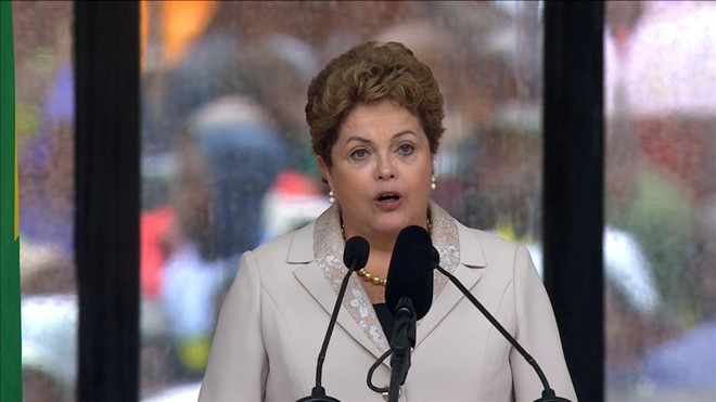 Dilma Rousseff discursa em homenagem a Nelson Mandela | Reuters/SABC via Reuters TV