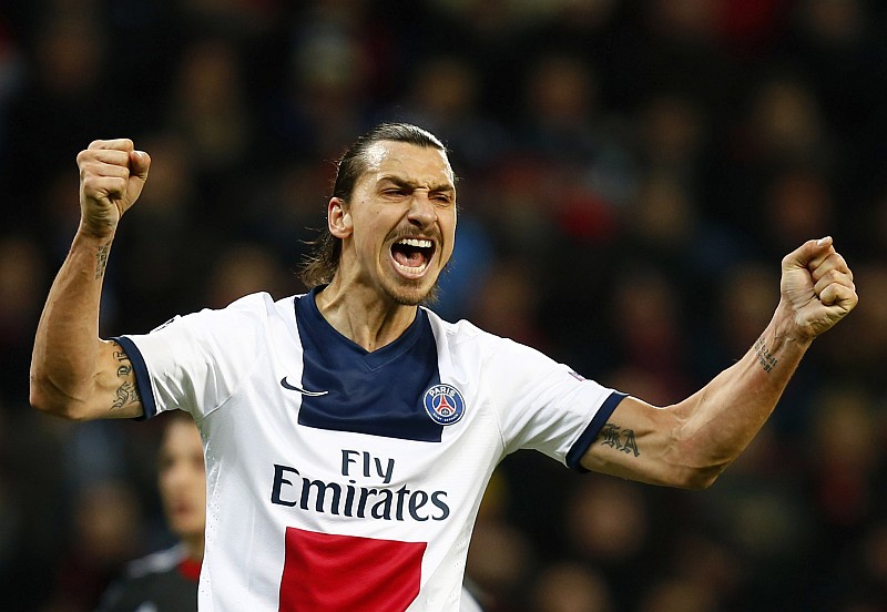 Ibrahimovic foi o dono do jogo em Leverkusen, fazendo dois dos quatro gols do PSG | Ralph Orlowski / Reuters