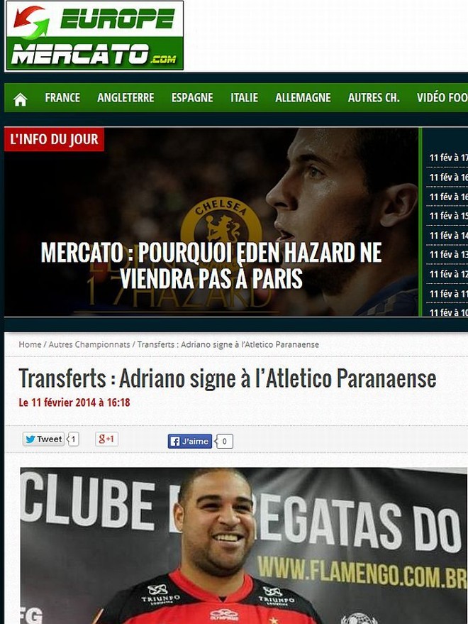 Sites especializados no mercado do futebol, como o Europe Mercato, noticiaram a transação |