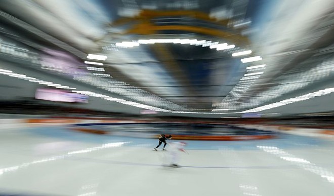 Prova de 500 metros de patinação no gelo |