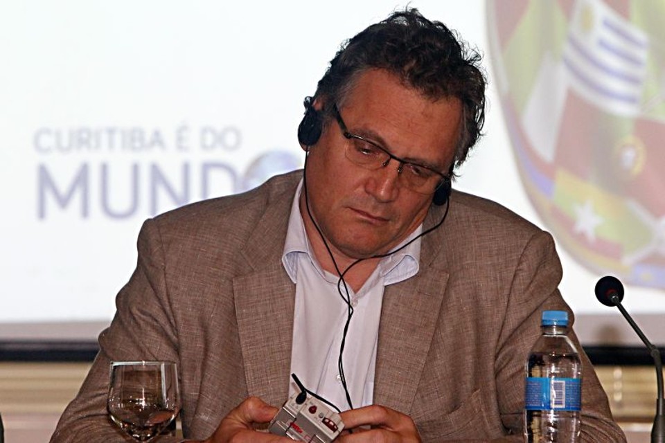 O secretário-geral da Fifa, Jérôme Valcke, durante passagem por Curitiba em janeiro | Albari Rosa / Gazeta do Povo