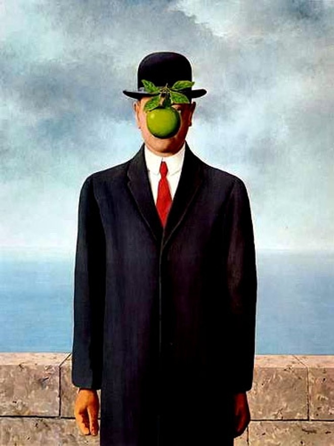 O belga René Magritte (1898-1967) foi obcecado pela figura do homem de terno e chapéu-coco |