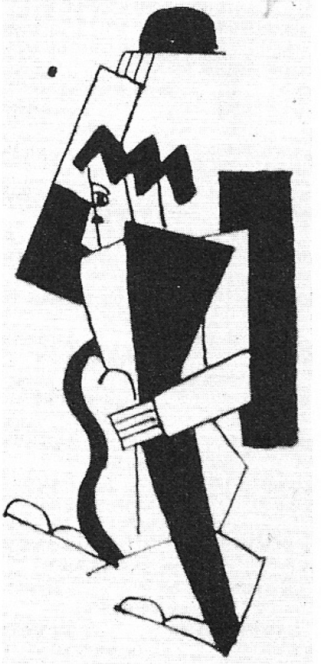 Chaplin retratado em desenho cubista do pintor francês Fernand Léger (1881-1955), em 1923 |