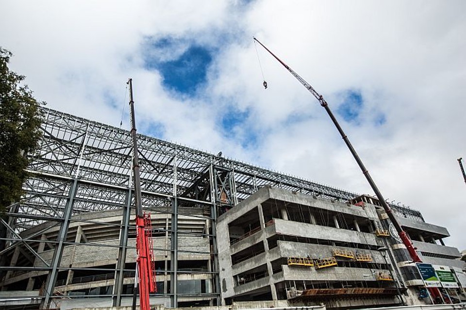 Fachada da Arena da Baixada nesta sexta-feira, dia da inspeção decisiva da Fifa | Brunno Covello / Gazeta do Povo