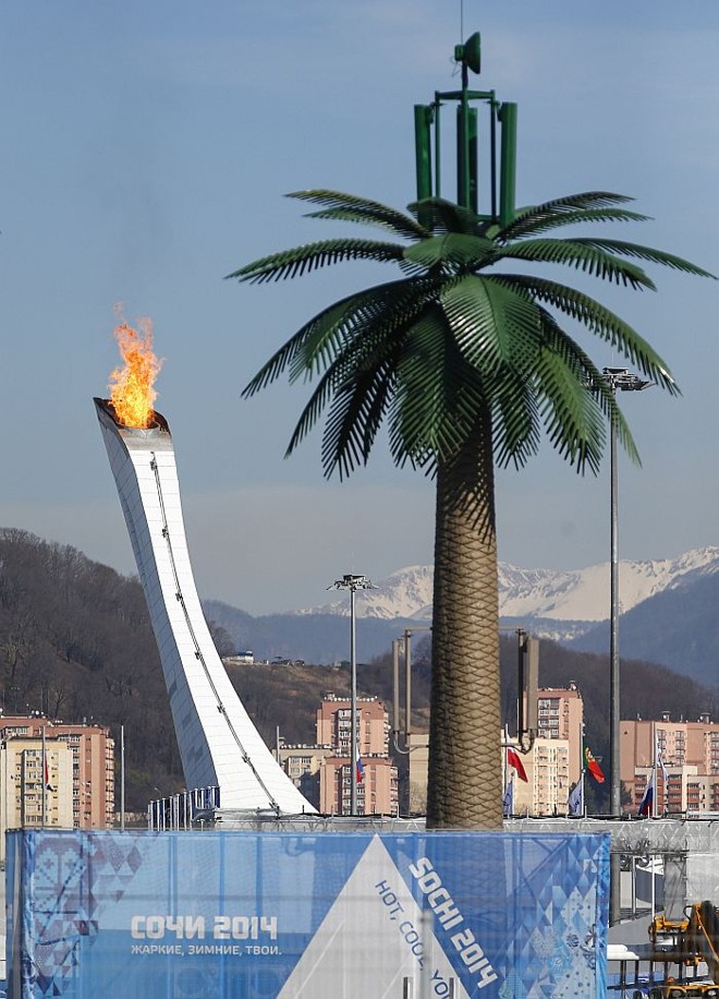 Sol forte no Parque Olímpica de Sochi nesta quarta-feira | 