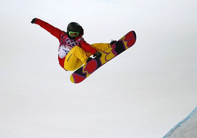 Japonês Ayumu Hirano na prova de snowboard |