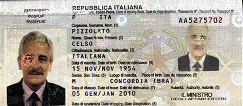 Pizzolato estava com um passaporte em nome de Celso, irmão dele morto há 35 anos | Divulgação