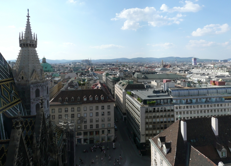Panorama com a Torre Norte da Catedral de São Estevão, em Viena. O mel produzido no templo é vendido para mantê-lo | Roland Geider/Creative Commons
