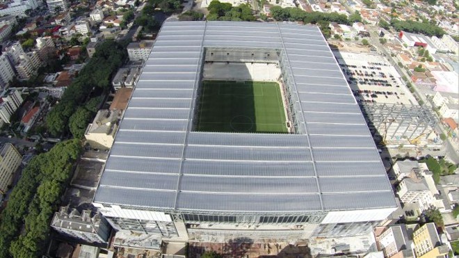 Foto área na reabertura da Arena da Baixada, no empate em 0 a 0 entre o Atlético e o J.Malucelli |