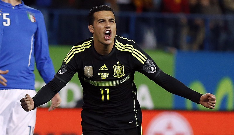 Pedro comemora o gol da Espanha sobre a Itália | Paul Hanna / Reuters