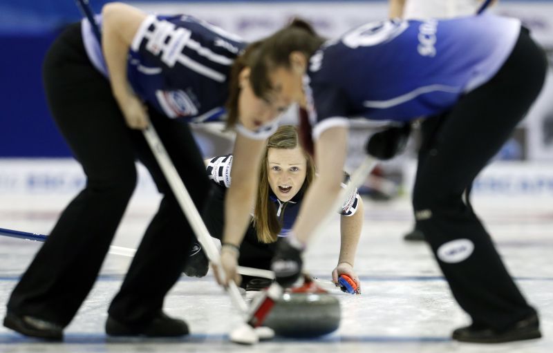 Equipe de curling da Escócia durante o Mundial feminino da modalidade | Reuters
