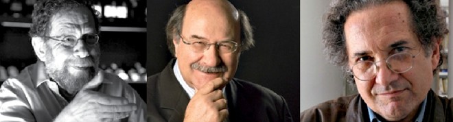 Presenças confirmadas: o jornalista Eric Nepomuceno (à esqu.) estará no Litercultura em novembro; o chileno Antonio Skármeta (centro) é outro nome garantido no festival, e o romancista argentino Ricardo Piglia fará sua palestra em outubro |