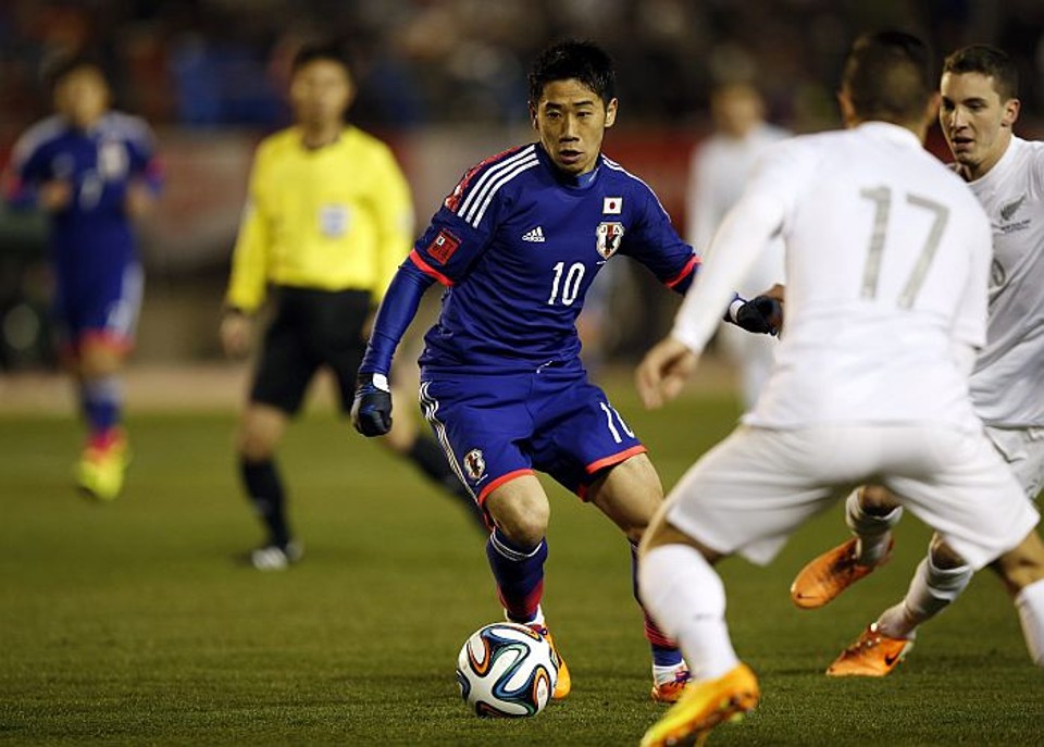 Shinji Kagawa, na vitória do Japão sobre a Nova Zelândia em Tóquio | Toru Hanai / Reuters