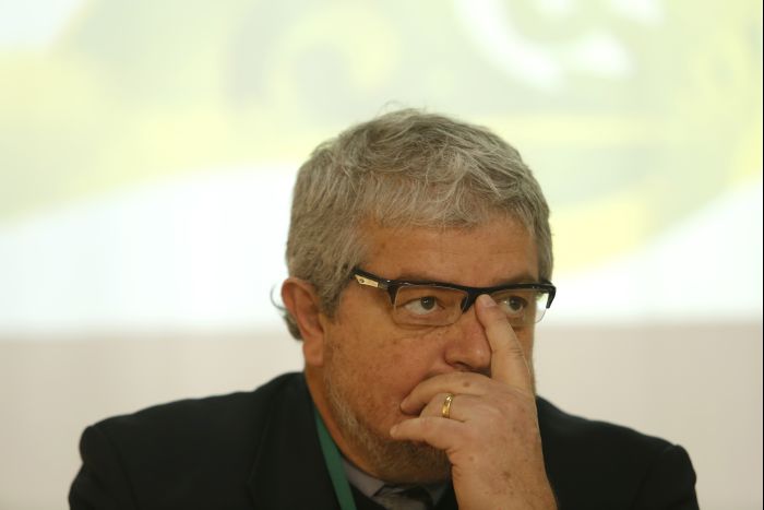 Chefe executivo do COL, Ricardo Trade, foi irônico ao afirmar que todos os estádios da Copa serão entregues a tempo | Marcelo Andrade / Gazeta do Povo