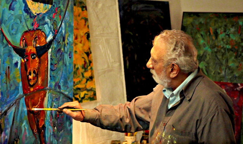 Vicente Jair Mendes pintou o quadro O Touro ao longo das gravações do documentário | Divulgação