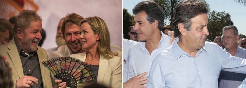 Beto e Aécio em Cascavel: críticas a Dilma; Lula e Gleisi: ironia sobre campanha antecipada | César Machado; Marcelo Andrade/ Gazeta do Povo