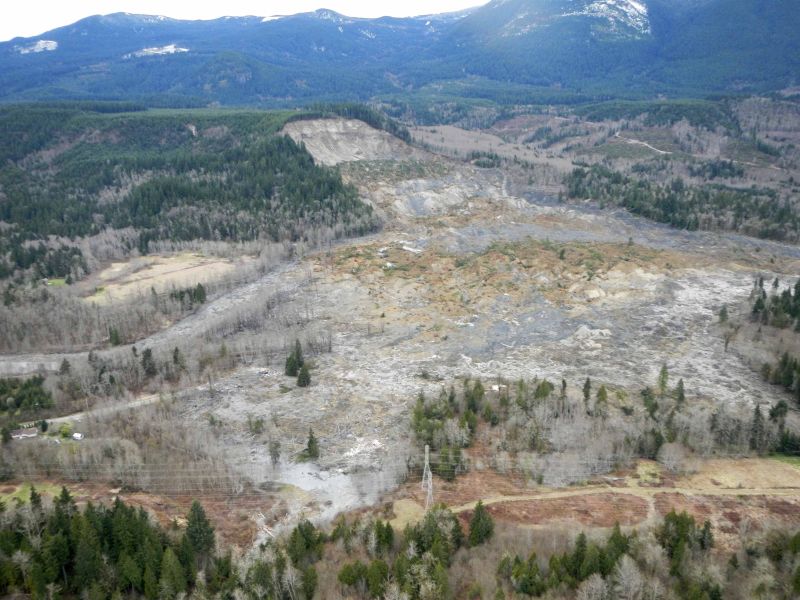 Encosta em que ocorreu o deslizamento de terra no sábado | REUTERS/Washington State Department of Transportation/Handout