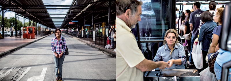 A cozinheira Iara Américo da Costa passou mal ao ficar mais de uma hora em fila. Já a cobradora Maria Zilda Santos foi xingada por passageiros | Fotos: Brunno Covello/Gazeta do Povo