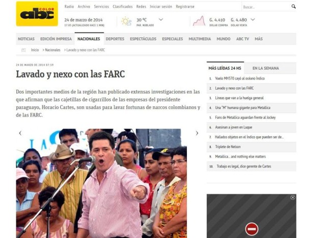 O jornal paraguaio ABC Color repercutiu matéria da Gazeta | Reprodução
