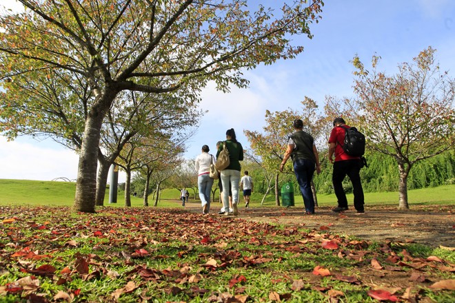 Com dia de sol, muita gente aproveitou para visitar o Jardim Botânico |