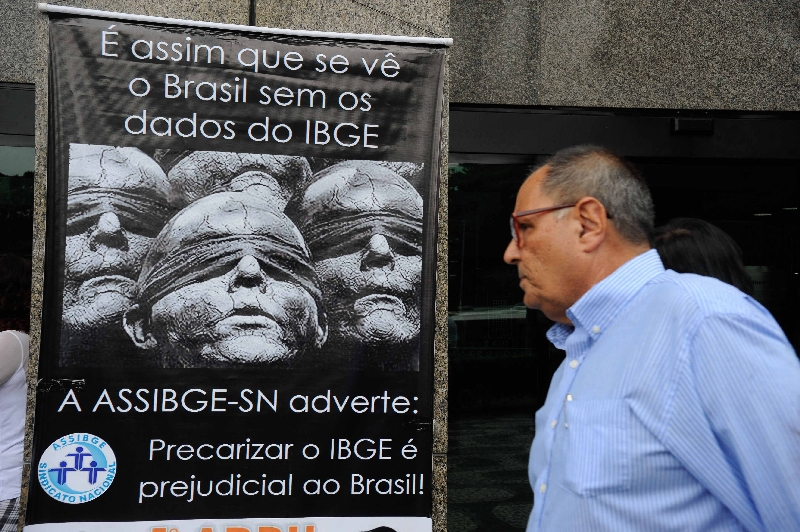 Protesto em posto do IBGE: insatisfação já dura duas semanas | Tânia Rêgo/Agência Brasil