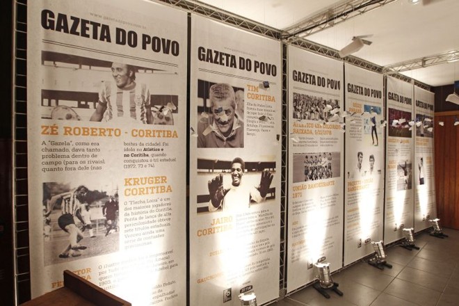 No local da festa, há uma exposição em que a história do Campeonato Paranaense é contada pelas páginas do jornal Gazeta do Povo | 