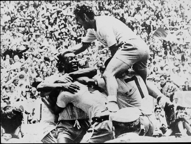 Comemoração de gol da seleção brasileira na Copa de 70 |