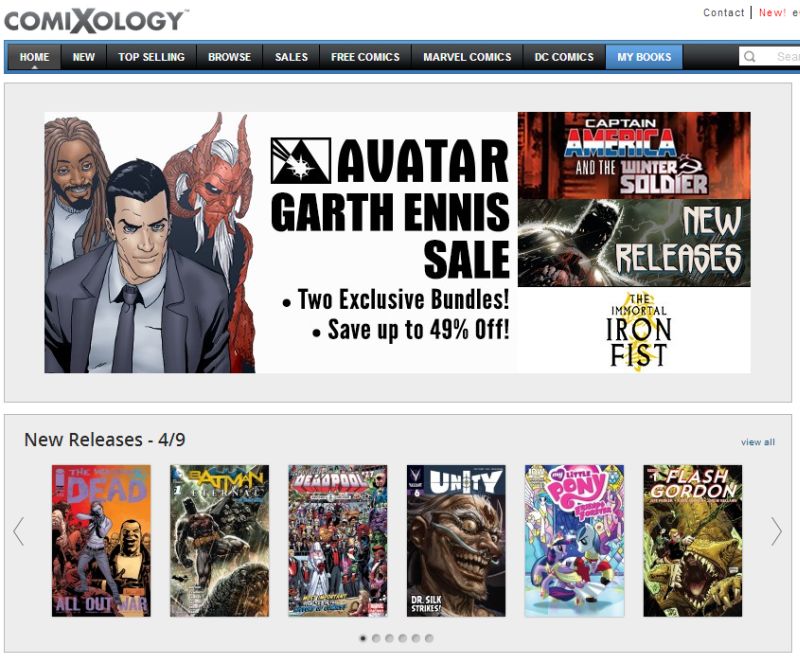 O aplicativo Comics by ComiXology oferece uma ferramenta de leitura guiada que amplia os quadrinhos e simula o fluxo de leitura de uma revista impressa. | Reprodução.