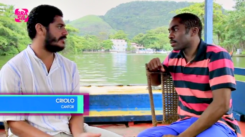 O cantor Criolo na embarcação de Lázaro Ramos: confusão que virou piada | Reprodução
