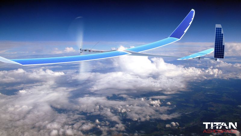 Alimentados por energia solar, os drones da Titan Aerospace podem voar por até cinco anos sem necessidade de aterrissar. | Divulgação/Titan Aerospace.