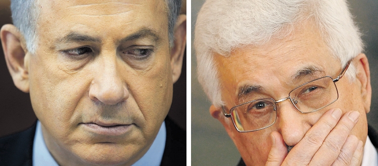 Israelense Benjamin Netanyahu (à esq.) manifestou desapontamento; Palestino Mahmoud Abbas aponta acordos não cumpridos | Abir Sultan/Reuters; Heinz-Peter Bader/Reuters