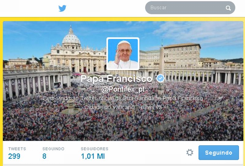 Perfil em português do papa Francisco (@Pontifex_pt) | Reprodução/Twitter