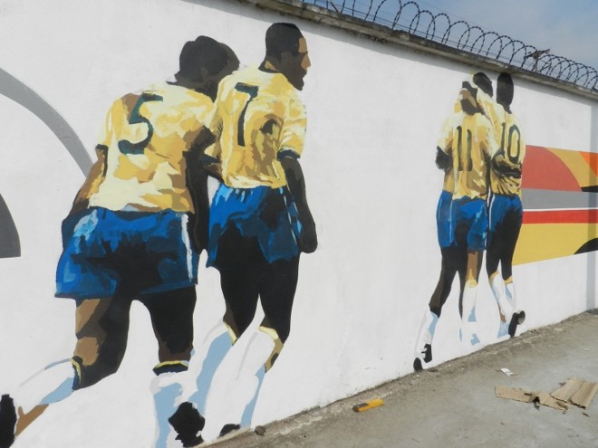 Jogadores da seleção comemoram gol na Copa de 1970 | 