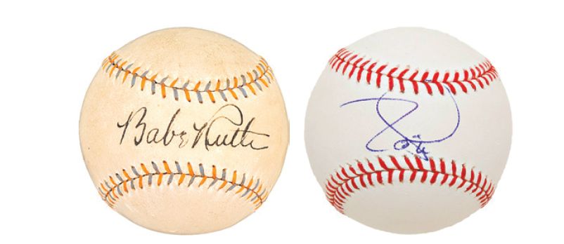 Não havia como confundir Babe Ruth, mas poucos reconheceriam Tim Lincecum por sua assinatura |