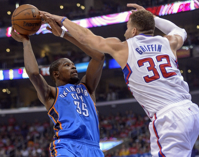 Kevin Durant do Oklahoma bateu o o Clippers de Blake Griffin | Robert Hanashiro / USA Today Sports